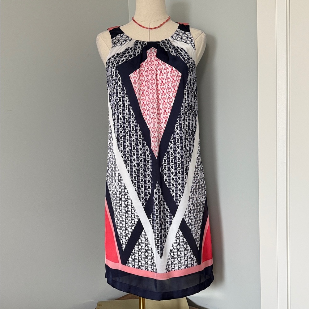 Dana Buchman | Geometric Mixed Print Shift Dress | Size XS